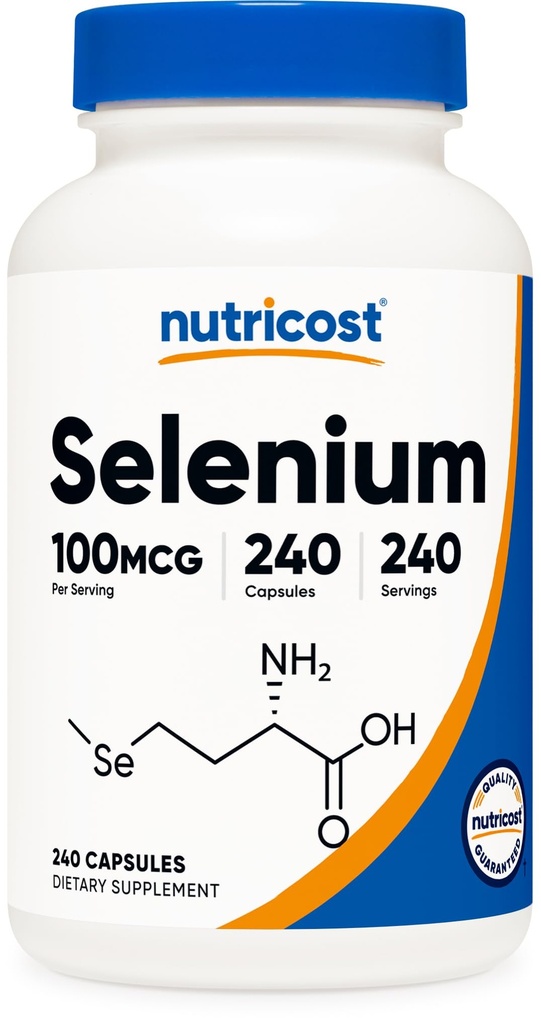 Nutricost Selenium Supplement 100mcg, 240 kapsler, vegetarisk, glutenfri og ikke-GMO
