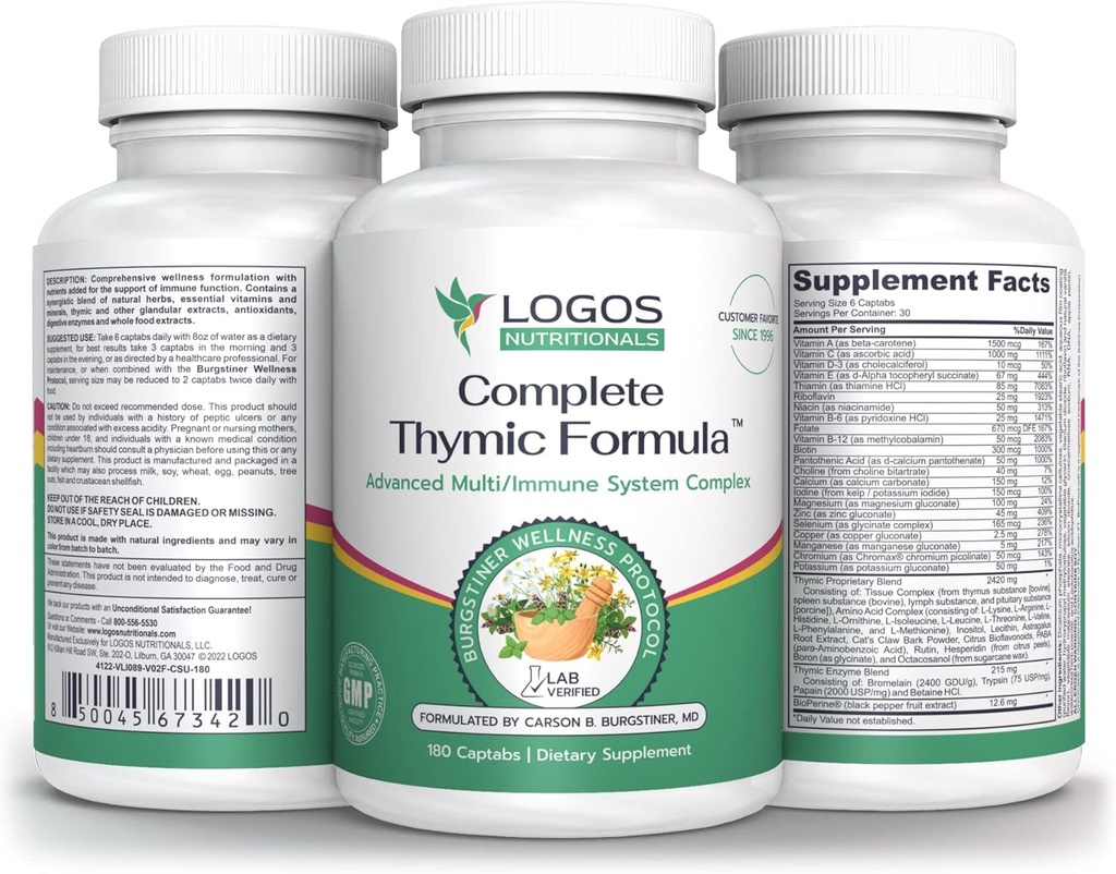 Komplett Tymimic FormulaTM, omfattende Multivitamin & Multimineral med Thymus Glandular Extracts (180 greve (pakke med 1)