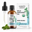 Vannløselig Wild Oregano olje organisk flytende dråper - Oregano olje for sunne gums og sore throats, digestiv og immun støtte, pustende helse
