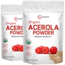 2 Pakke ren USDA Økologisk Acerola Cherry Powder, naturlig og organisk vitamin C for immunsystem, 8 Ounce, Ingen GMO, Ingen Gluten, Brasil Opprinnelse