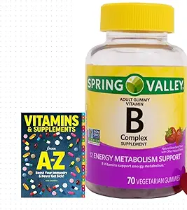 Spring Valley Vitamin B-kompleks Kosttilskudd Voksen Vegetarisk Gummies, 70 Count+Better Guide Vitaminer Kosttilskudd