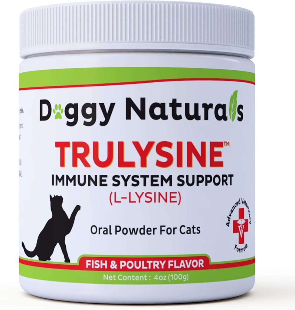 Sannsynlig L-Lysine for katter immunstøtte oralt pulver 4oz/100g - Katter og katter i alle aldre, Sneezing, Runny Nese Squinting, Vannaktige øyne - Fisk & Poultry Flavor (USA)(100 gram ( 500 mg / Scoop))