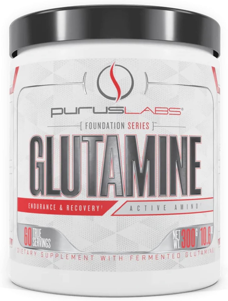 Purus Labs Foundation Series Glutamin | Rent fermentert glutamin for gjenoppretting, Hydrasjon, Volumisering, Helse | 60 Services
