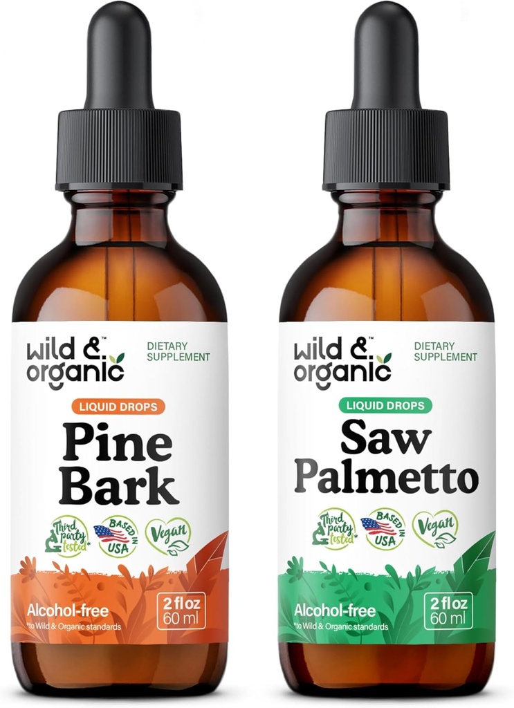 Wild & Organic Pine Bark Tinktur 2 fl oz & sag Palmetto Tinktur 2 fl oz