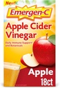 Emergen-C Apple Cider Vinegar Vitamin C Fizzy Drink Mix, Kosttilskudd for immunstøtte, Apple - 18 Count