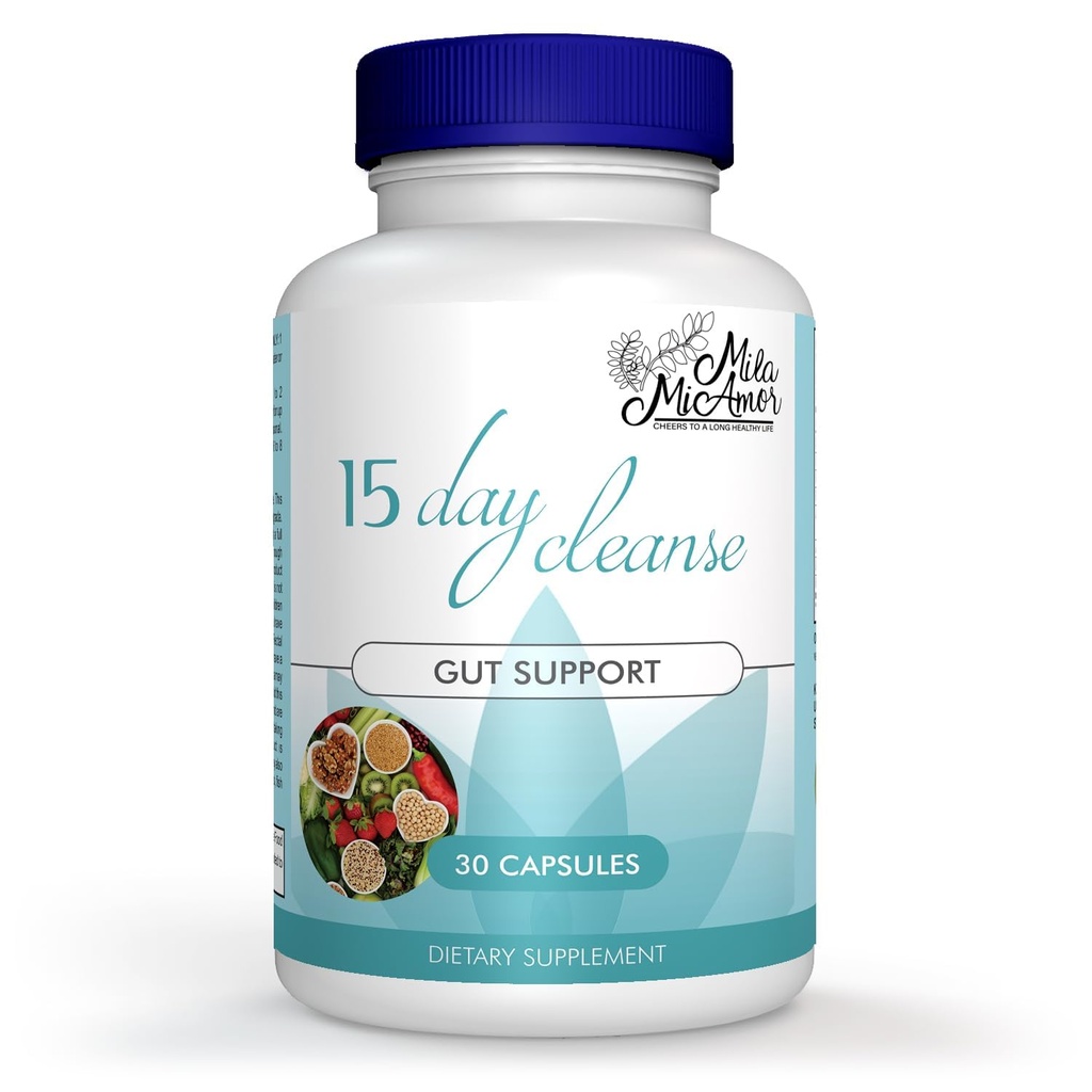 Mila Miamor 15 dagers rensing - Gut og Colon støtte - Avansert Gut Cleanse Detox for kvinner og menn med Senna, Cascara Sagrada & Psyllium Husk - Ikke-GMO - laget i USA - 30 kapsler