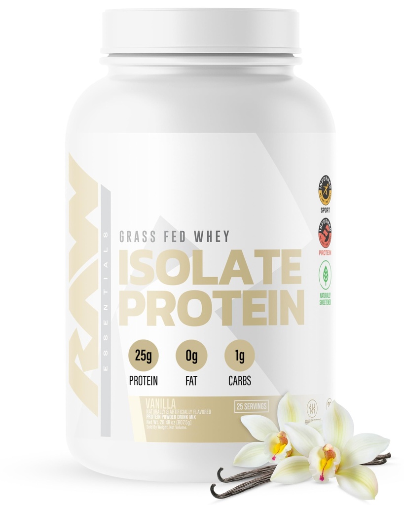 RAW Whey Isolate Protein Powder, Vanilla (CBUM Idolate) - 100% Grass-Fed Sports Nutrition Powder for muskelvekst og gjenoppretting - lavfett, lav kull, naturlig flavored - 25 serveringer