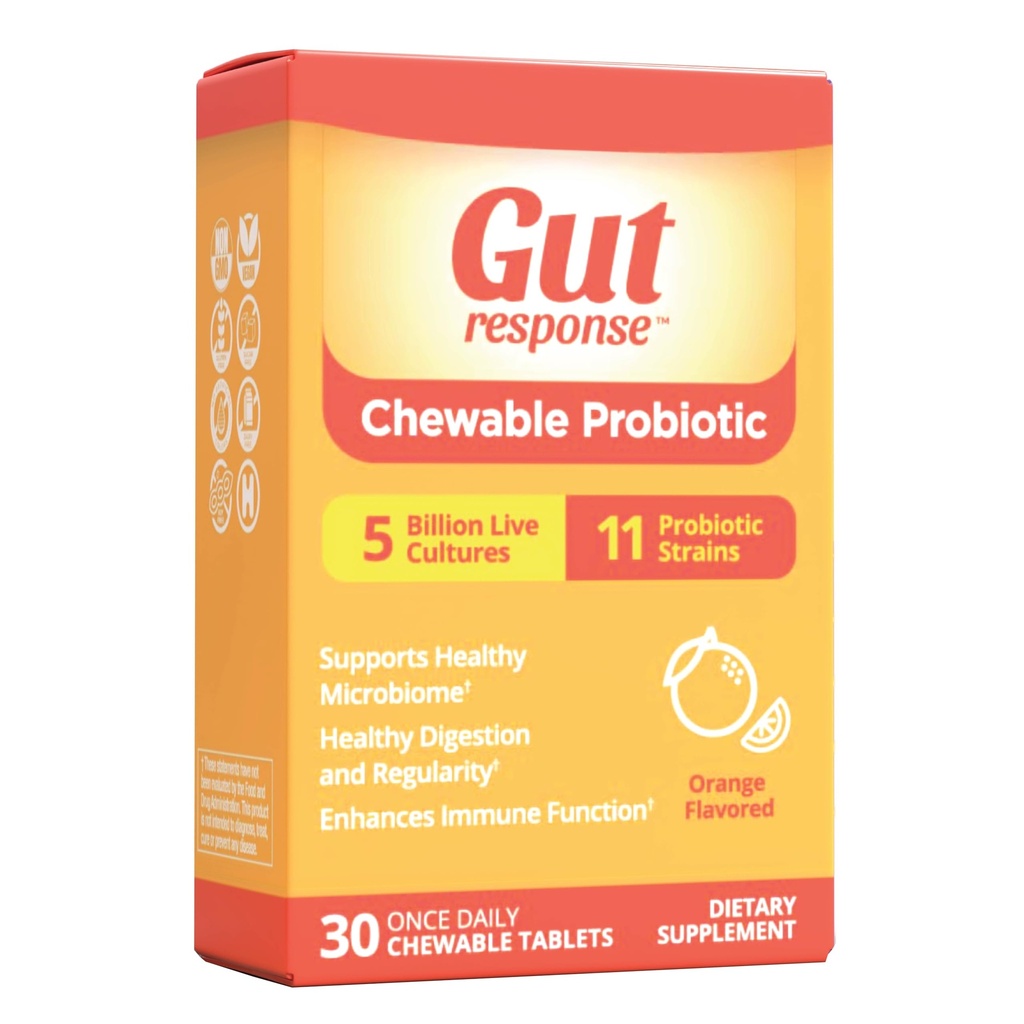 Chewable Probiotic for menn og kvinner, bremser ned digestive aldring, øker immunsystemet, ikke-GMO, glutenfri og soya gratis, 5 milliarder CFU, 30 Chewable tabletter, orange flavor