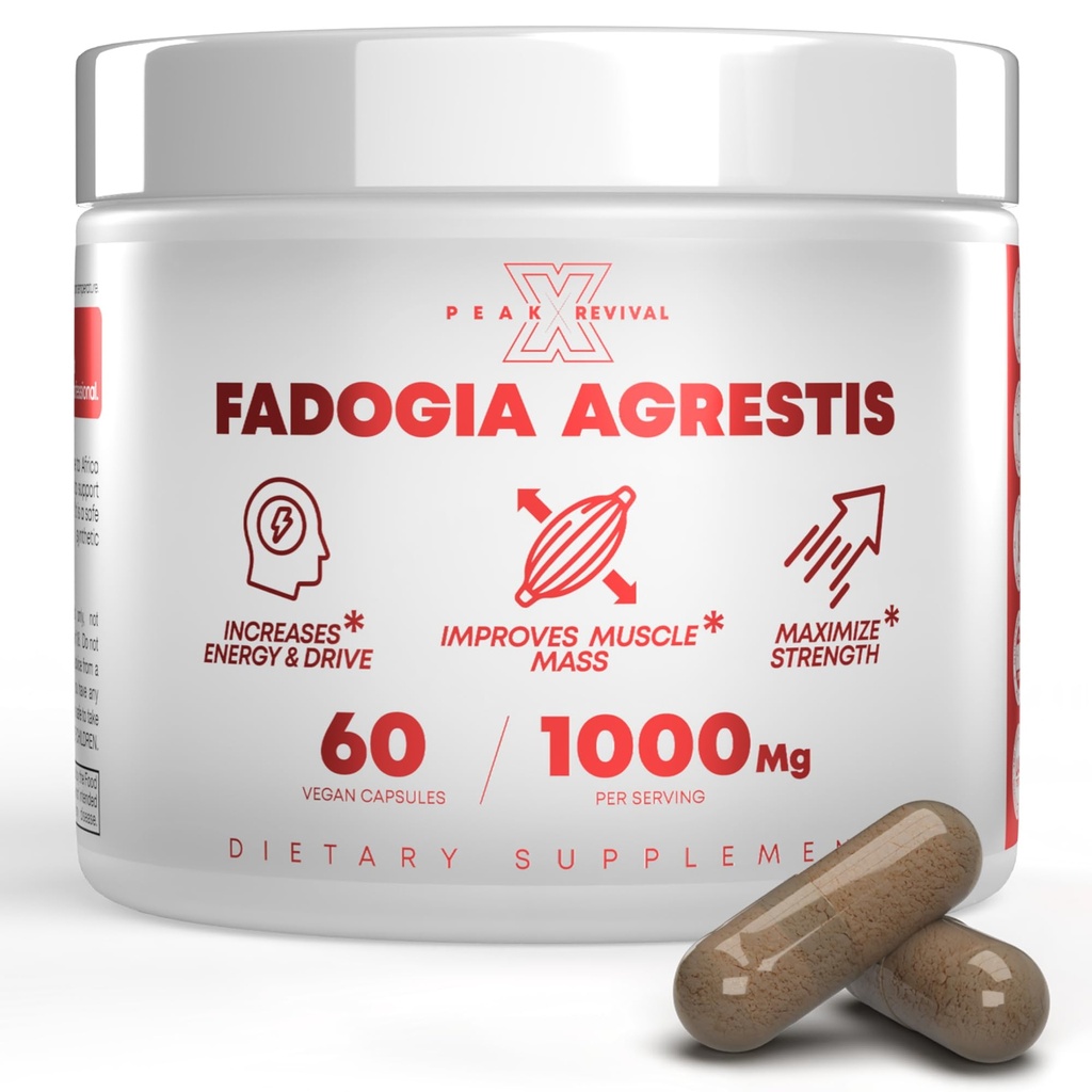 Fadogia Agrestis 1000mg Per Serving Supplement - Potent Ekstrakt å øke energi, Atletisk ytelse og muskelmasse - Kosttilskudd, laget i USA (60 kapsler)