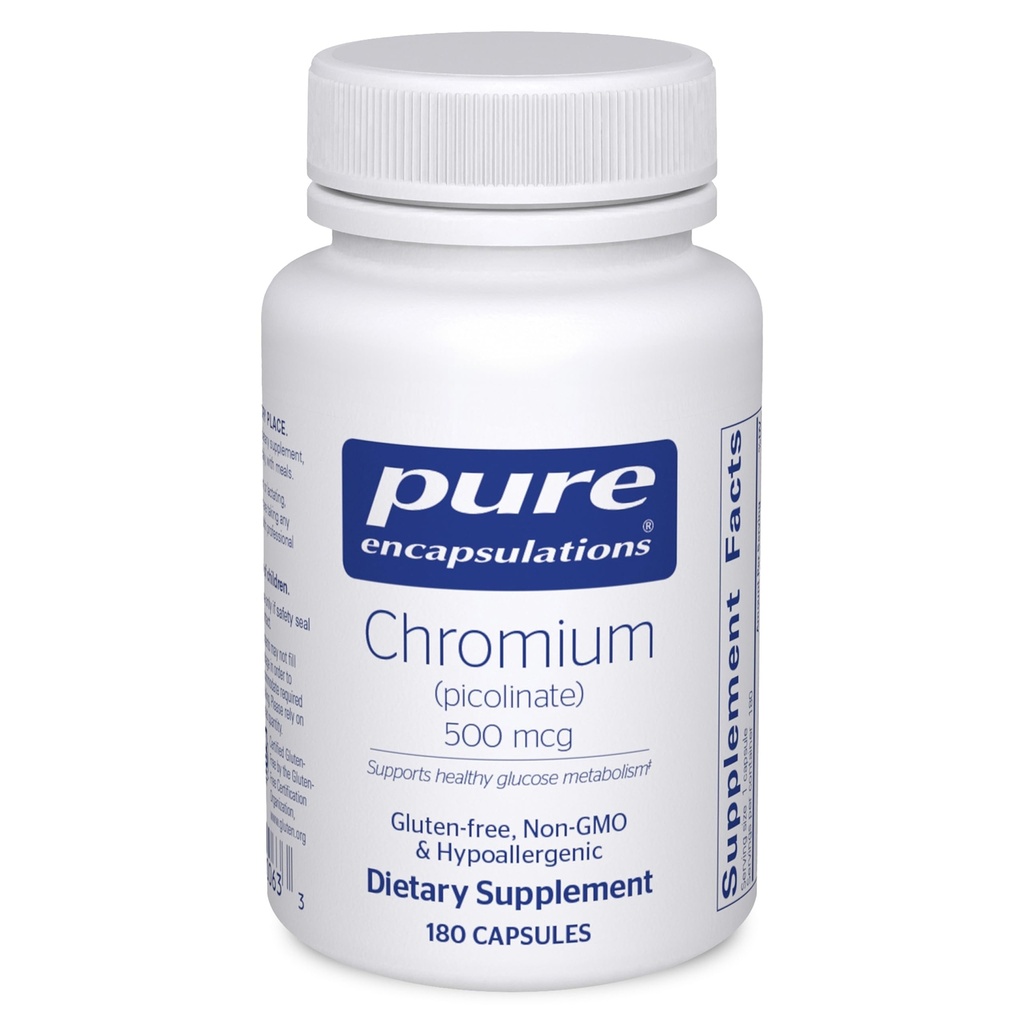 Ren innkapslinger kromium (Picolinate) 500 mg - for lipid & karbohydratmetabolisme * - Mineral Supplement - Overlegen absorpsjon kromium Supplement - Vegan & Glutenfri - 180 kapsler