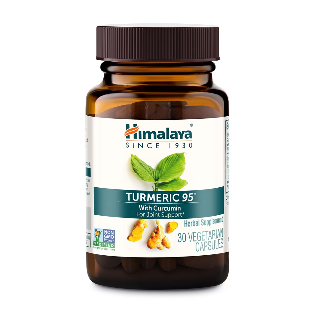 Himalaya Turmeric 95 - Herbal Supplement med turmerisk curcumin for felles støtte og mobilitet, 95% Curcuminoids - Vegan, ikke-GMO, Glutenfri, 600 mg, 30 kapsler