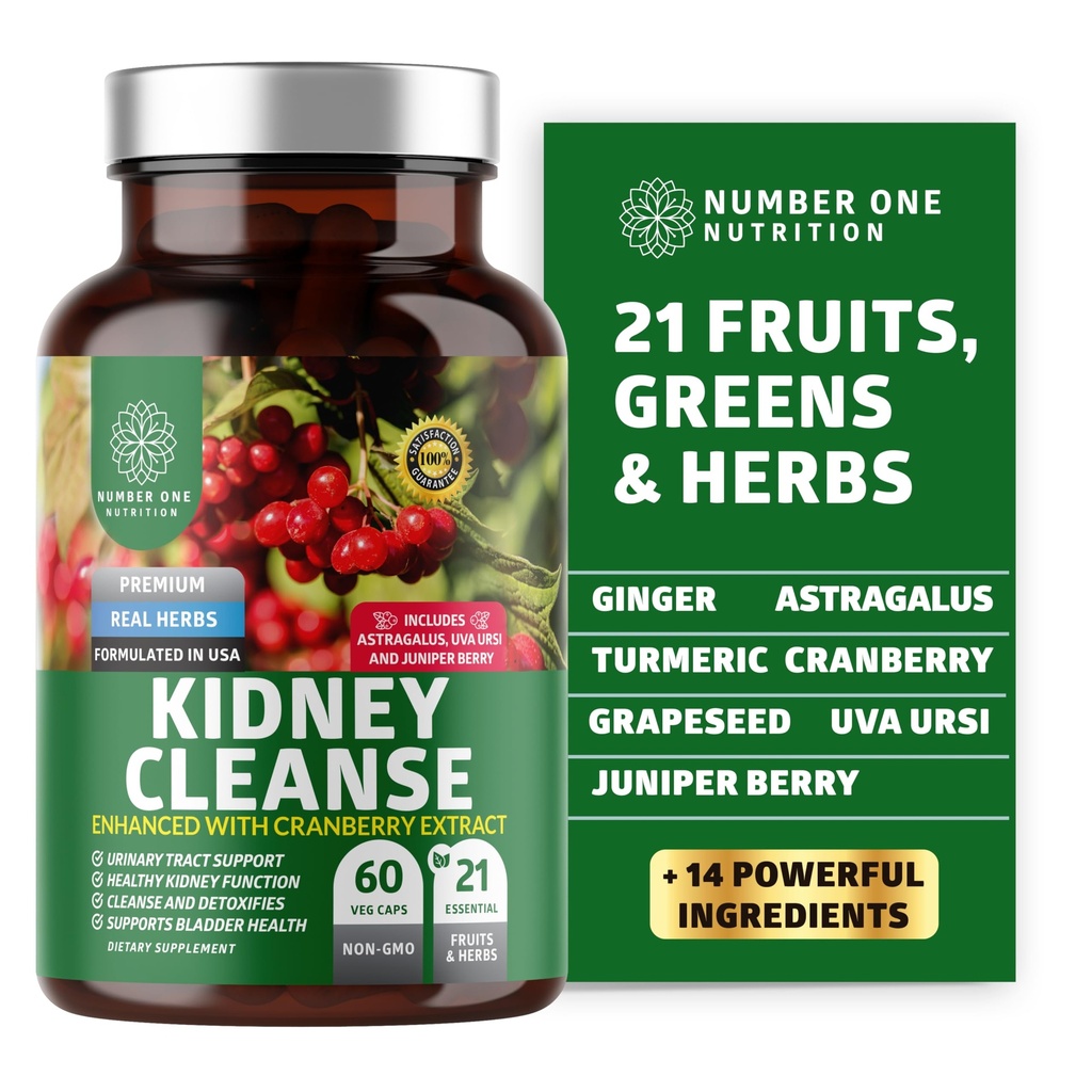 N1N Premium Nurnal Cleanse [21 Potent urter] for Urin Tract & Blader Control, Naturlig Nurnal Support med Cranberry Extract, Astragalus og Uva Ursi Leaf, 60 Veg Caps