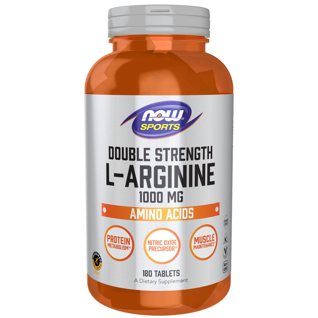 Nå Mat Sport ernæring, L-arginin dobbel styrke 1000mg, Nitric Oxid Precursor, Aminosyrer, 180 tabletter