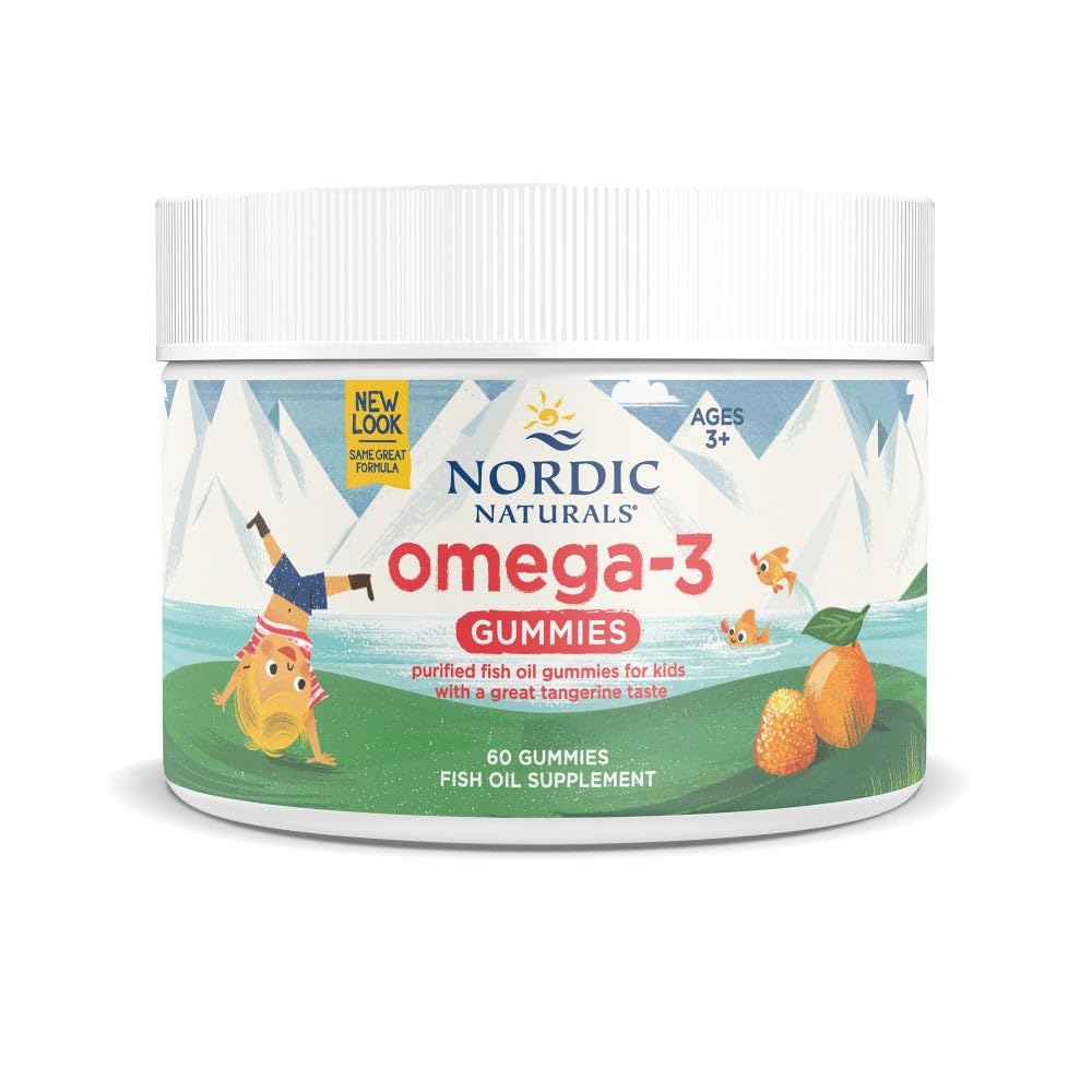 Nordic Naturals Nordic Omega-3 Gummies, Tangerine - 60 Gummies - 82 mg Total Omega-3s med EPA & DHA - Non-GMO - 30 Services