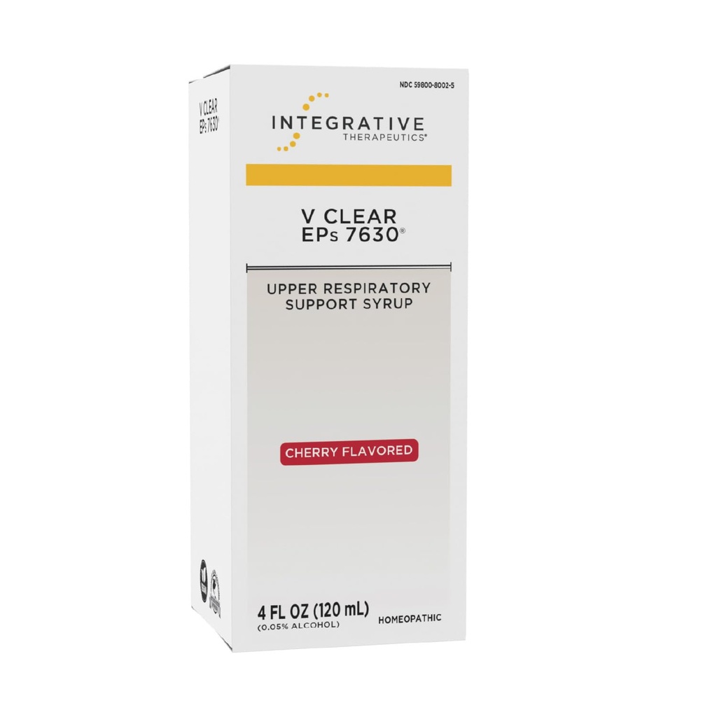 Integrative Therapeutics V Clear EPs 7630 - Støtter fra Throat, Nasal & Bronchial Irritasjoner - Øvre respirasjon og lungestøtte under vanlig kulde for barn og voksne - Cherry, 4 oz