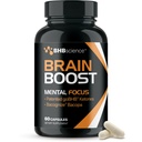 Brain Booster Supplement for fokus - klinisk validert Nootropics Brain Support Supplement med Bacopa Monnieri ekstrakt og patentert goBHB for kognitiv støtte - 3. parti testet (30 Services)