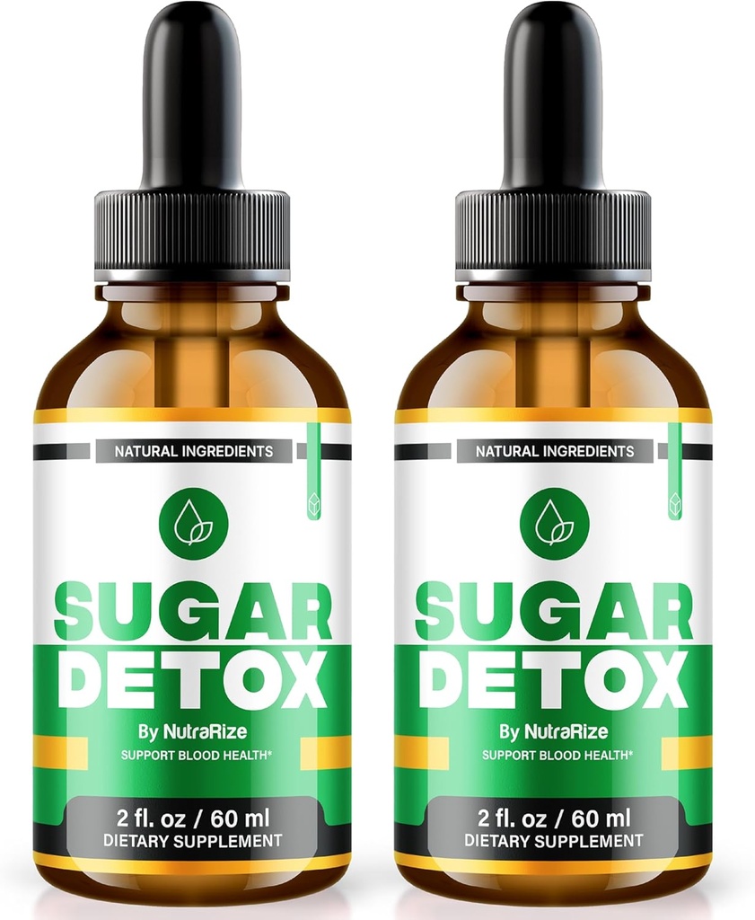 NutraRize (2-pakke) sukker detox dråper, sukker detox dråper, 21-dagers sukker detox utfordring, all-naturlig flytende rengjøring for nybegynnere, Premium Blood Formula Gotas anmeldelser (60 serveringer)