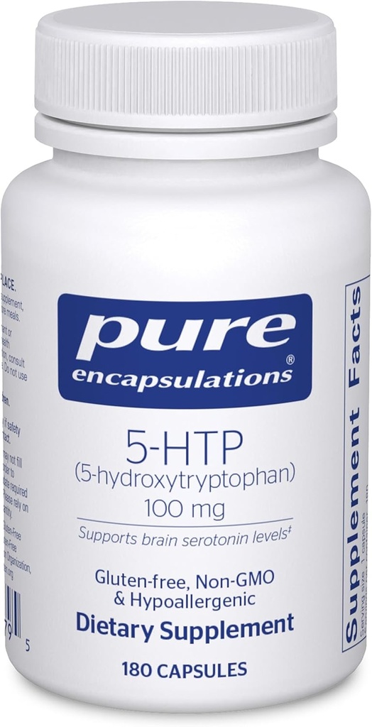 Pure Enkapslinger 5-HTP 100 mg - Hjerne Helse, søvnforskrift og appetittstøtte* - 5-hydroksytryptofan - Glutenfri og ikke-GMO - 180 kapsler