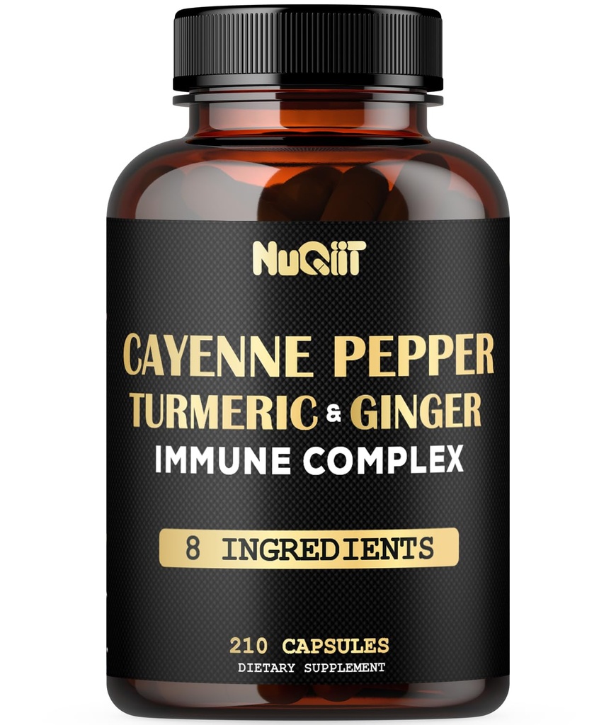 210 piller - Cayenne Pepper Capsules Organic med gurkemeie, Ginger, immunstøttekompleks som eldrebær, Echinacea, hvitløkbulb - Digestion, hjertehelse og kropp ledelse
