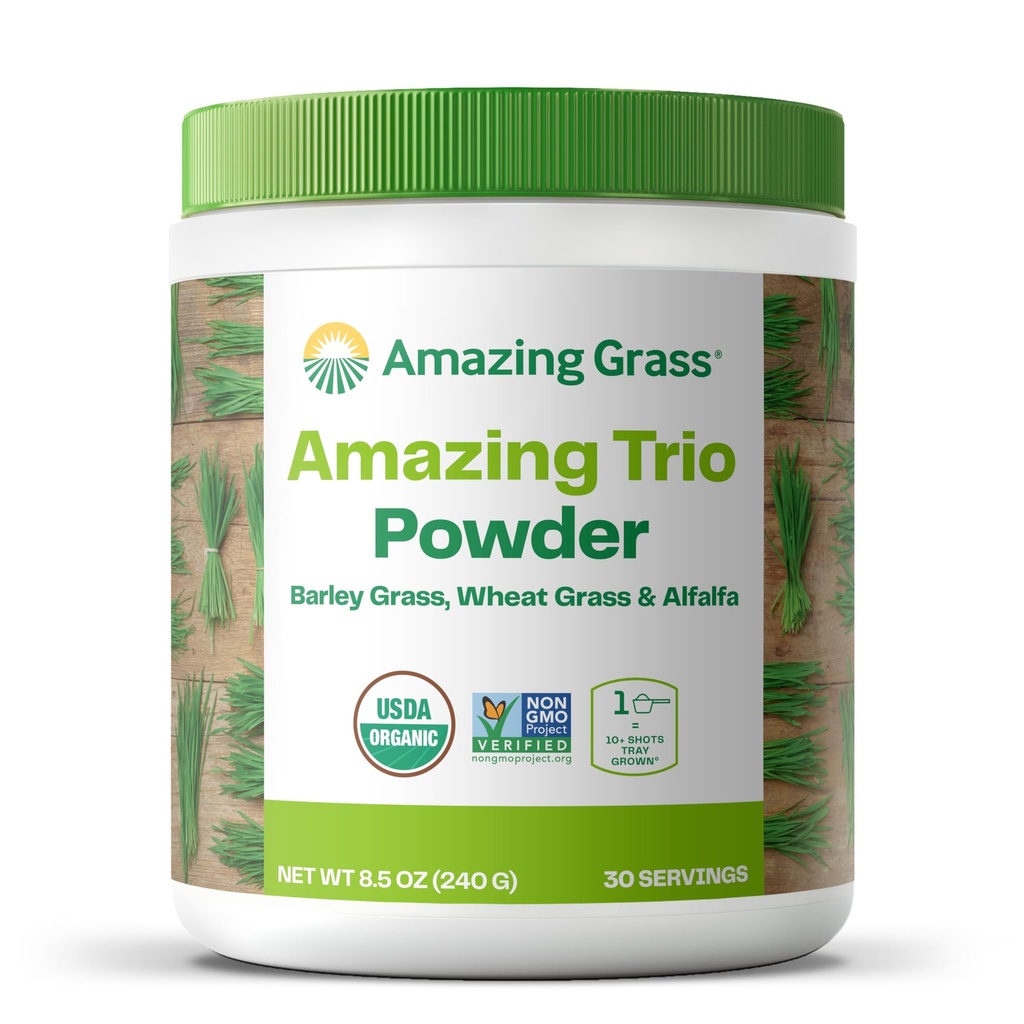 Amazing Grass Greens Trio: Grønn pulver med hvetegras, Alfalfa, & Barley Grass, rik kilde til klorofyll, 30 serveringer