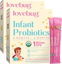 LOVEBUG Infantert Probiotika 0-6 måneder - USDA Organic Probiotics for babyer, støtter babygass, kolikk, diarré og nyfødte parabol relief, Allergen & sukker gratis, smaksløs pulver, 60 Pack