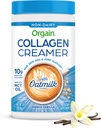 Orgain Collage Coffee Creamer, 10g Grass Fed Hydrolysert Collage Peptider, Fransk Vanilla - Med økologisk havremelk pulver, kokosolje, MCT olje, avocado olje, hår, hud, negl, & felles støtte - 10oz