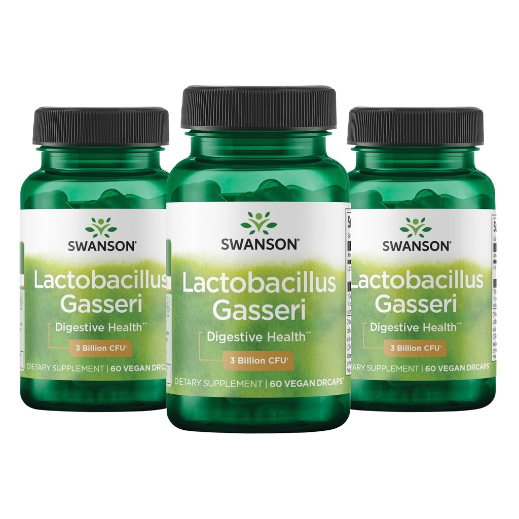 Swanson Lactobacillus Gasseri Probiotic for voksne søker digestiv og metabolisk støtte med 3 milliarder CFU - Acid-Resistant, Ingen kjøleskap (60 vegansk kapsler, 3 pakke)