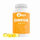 Zippi Omega 3-6-7-9 Camelina Softgels - Plant Basert Omega 3-6-7-9 Fatty Acid Supplement. Hjelper til å støtte hjerne, lever, kardiovaskulær, immunitet og felles funksjon