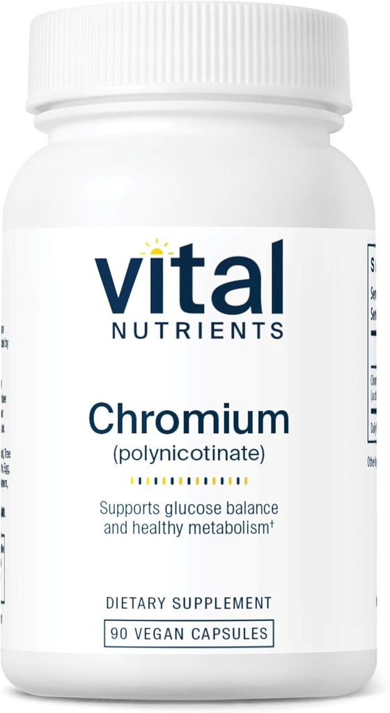 Vital næringsstoffer kromi Polynicotinate 200mcg | kromi kosttilskudd for sunn fett og karbohydratmetabolisme | Kolesterol vedlikeholdstillegg | Gluten, Dairy, Soya Gratis | Ikke-GMO | 90 kapsler