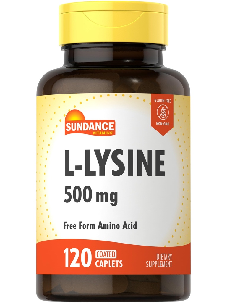 Sundance L-Lysine 500mg | 120 Caplets | Gratis Form Aminosyre | Vegetarisk, ikke-GMO, og Glutenfri Supplement