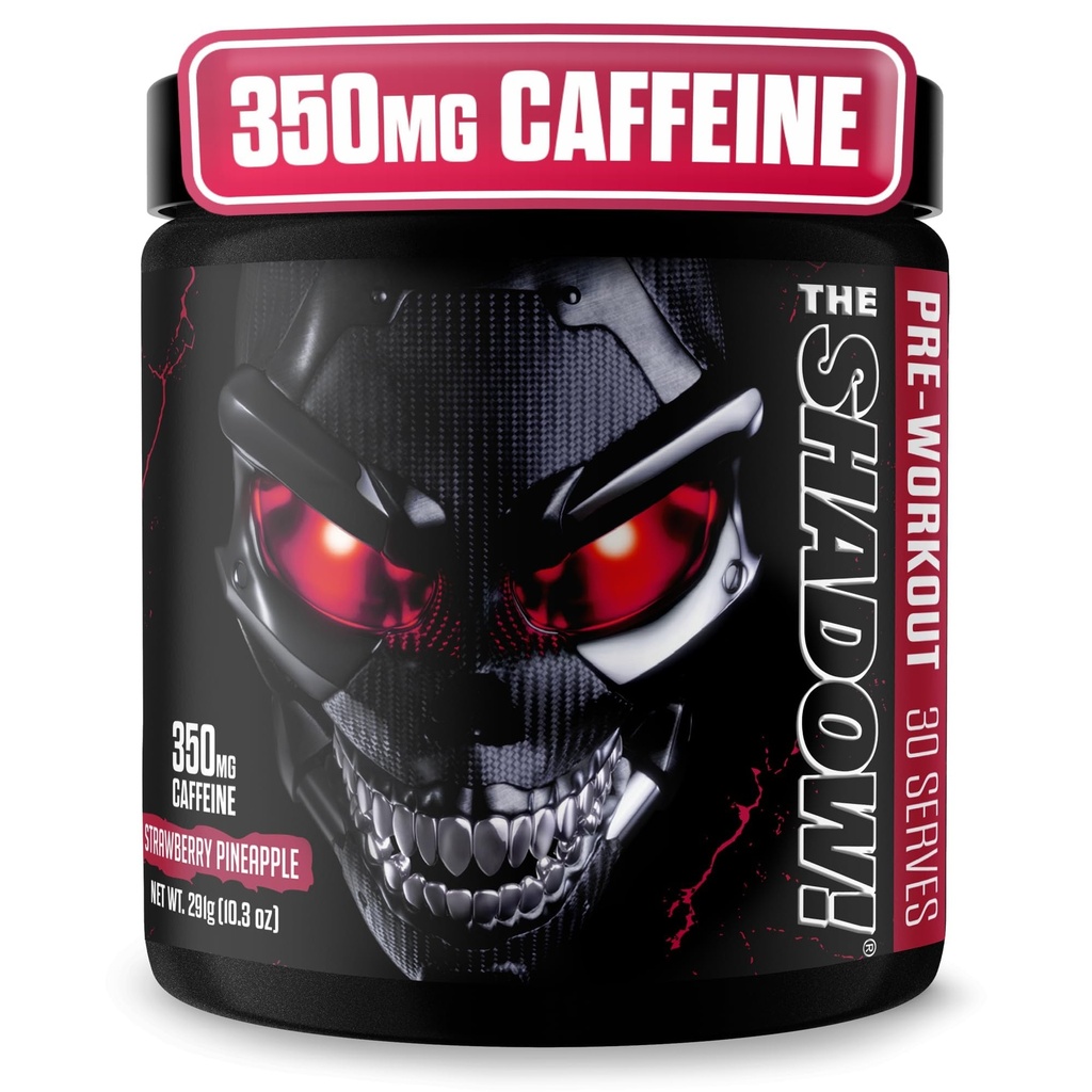 JNX SPORTS Skyggen! 350mg av koffein Hard Core Preworkout - Strawberry Pineapple 30 Serveringer Elektrisk energi, mental fokus og superhuman styrke for menn og kvinner