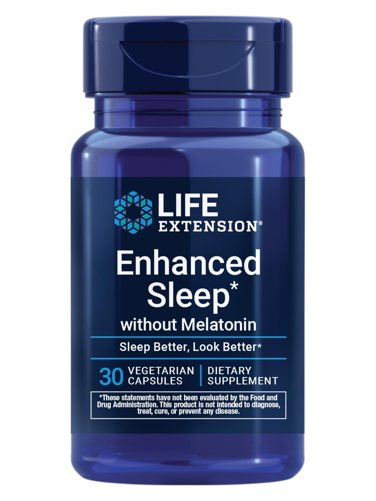 Livsforlengelse Forbedret søvn uten melatonin, ashwagandha, amla, Casein Melkepeptider, melatonin-fri supplement for søvn og stress støtte, glutenfri, ikke-GMO, vegetarisk, 30 kapsler