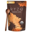 RYZE SUPERFOODS Mushroom Kaffe USDA Økologisk med 6 Adaptogene Mushrooms og MCT olje, USA dyrket øyeblikkelig kaffe for bedre energi, fokus, Digestion, immunitet med Lions Mane & Turkey Tail, 30 porsjoner
