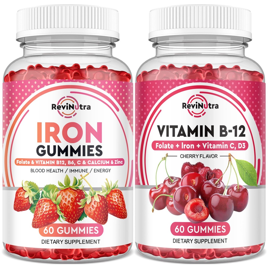 Jern Gummies Supplement for voksne og barn | Vitamin B12 Gummies | Bundle