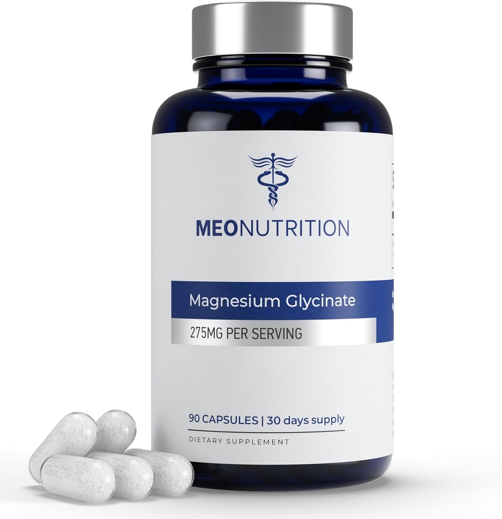 Magnesium Glucinate 275mg per servering | 90 Vegan Capsules | Ikke-GMO, Glutenfri, Gentle on Digestion | Støtter søvn, hjerte og bein helse | laget i USA