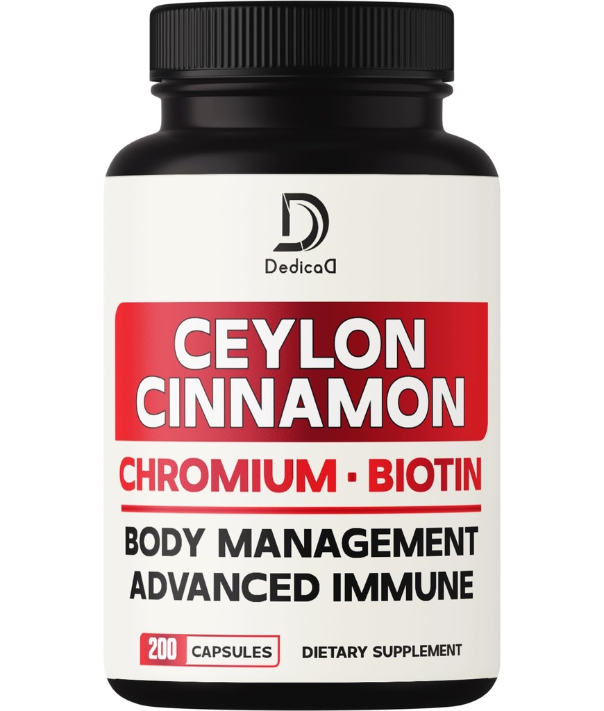 13in1 Ceylon Cinnamon Kapsler - 200 Kapsler med kromium Picolinat, Biotin, Grapefrø, Elderbær og mer