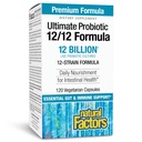 Naturlige faktorer Ultimate Probiotic 12/12 Formula - Digestiv helsestøtte Supplement med probiotika - Immunitet og Gut Helsestøtte Supplement - 120 Vegetariske kapsler (120 Serveringer)