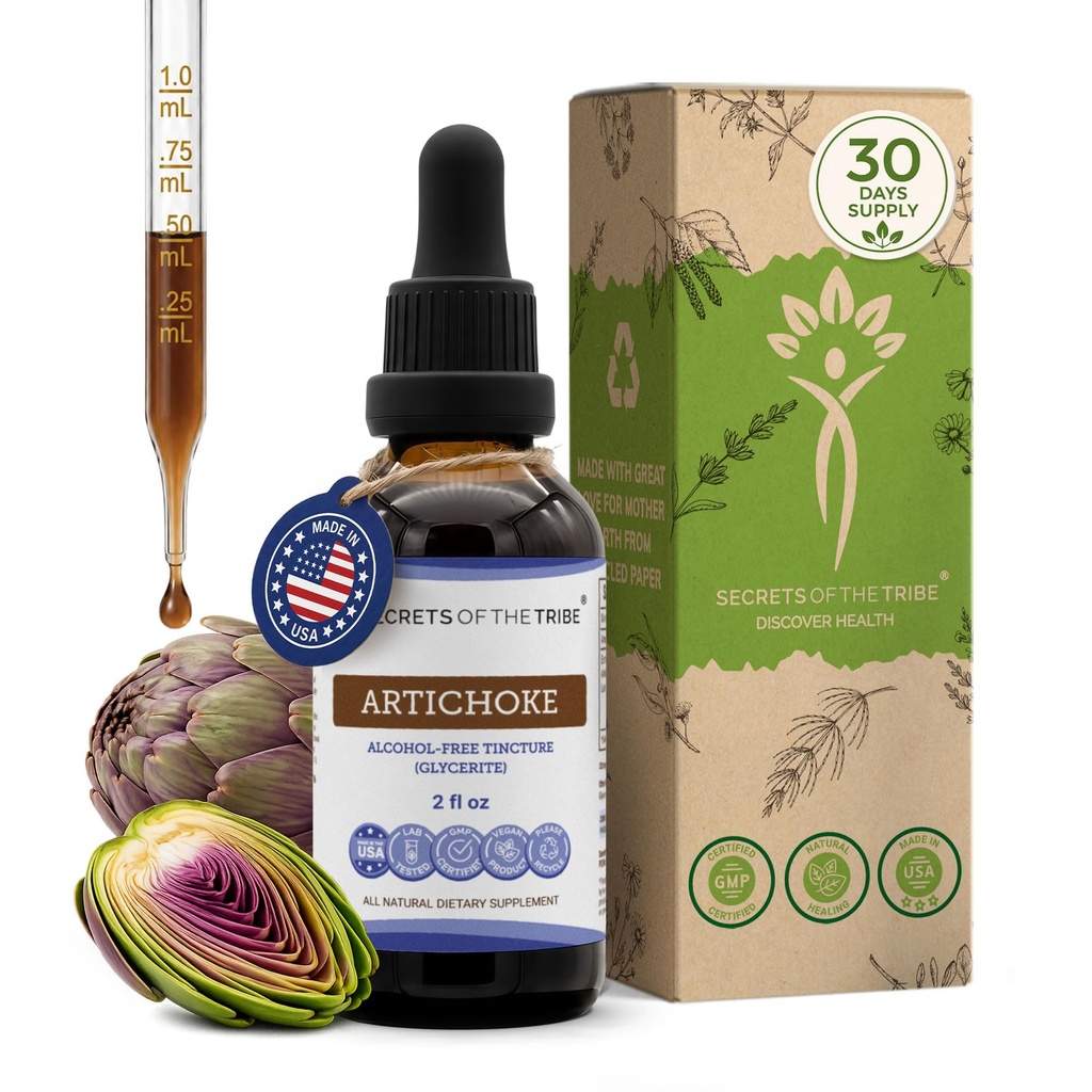 Hemmeligheter i Tribe Artichoke Tinktur alkohol-fri flytende ekstrakt, Artichoke (Cynara scolymus) tørket blad (2 FL OZ)