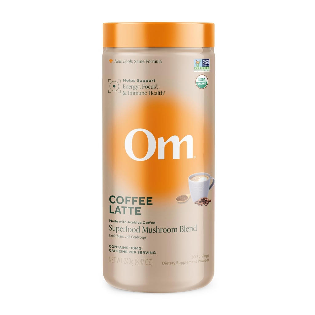 Om Mushroom Superfood kaffe latte blanding – Funksjonell moshroom pulver med Lions mane, Cordyceps, Reishi & Chaga – Energi, fokus og mental klarhet støtte – 8.47 oz Canister (30 serveringer)
