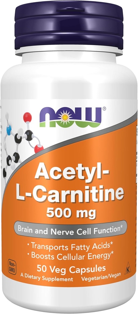 NÅ Mattilskudd, Acetyl-L karnitin 500 mg, Aminosyre, hjernen og nervecellefunksjon*, 50 Veg Kapsler