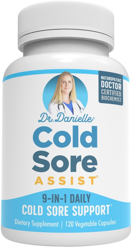 Beste Cold Sore Supplement med Lysine og sitron Balm - Dr. Danielle Cold Sore Assist - 120 kapsler