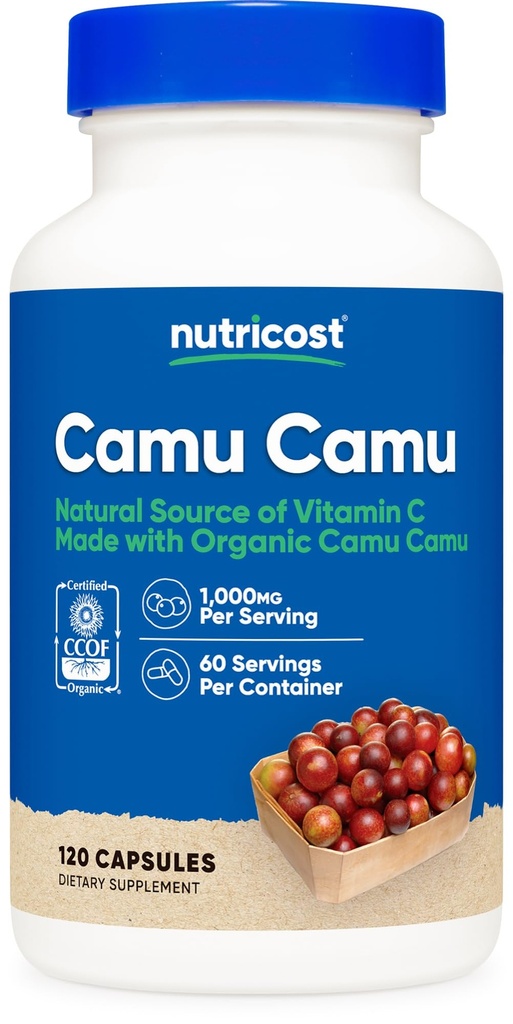Nutricost Camu Camu 1000mg, 120 Capsule - CCOF sertifisert med organisk, ikke-GMO og glutenfri