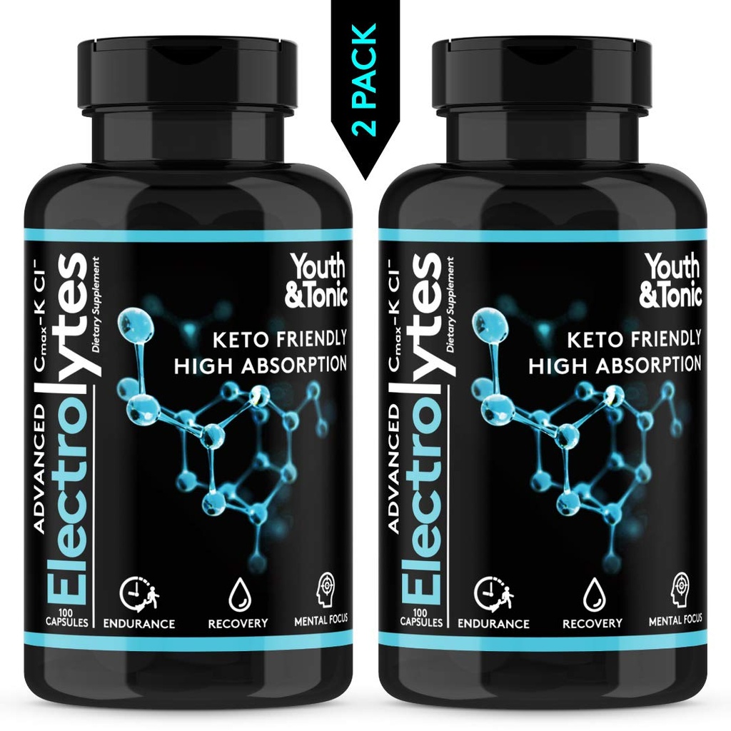 Fullstendig Electrolyte Supplement w høy biotilgjengelighet og Cmax kloridekaliummagnesium for utholdenhet Muskelgjenvinning Mental Focus. Hurtig hydrering salter og keto vennlige piller med 200 caps