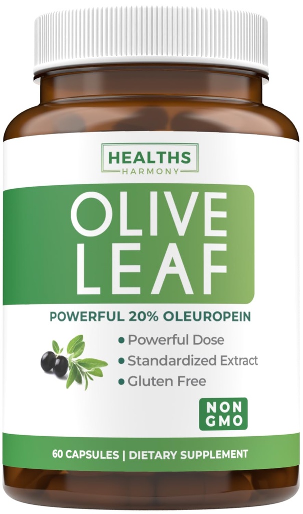 Super Styrke Olive Leaf Extract Kapsler - Vegansk ikke-GMO 750mg Olive ekstrakt med 20% Oleuropein Antioksidant Supplement for immunitet Hud og hjerte helse støtte - laget i USA (2 måneders forsyning)