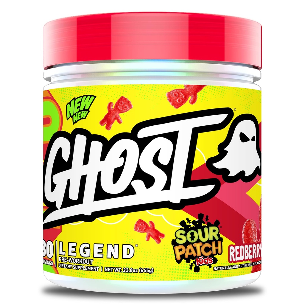 GHOST Legend Pre-Workout pulver, SPK Redberry - 30 Serveringer – Forarbeid for menn og kvinner med Choline, L-Citrulline, & Beta Alanine for energi og fokus