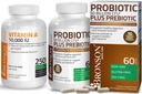 Bronson Probiotic 50 milliarder CFU + Prebiotic med Apple Polyphenoler & Pineapple Fruit Extract + vitamin A 10 000 IU Premium Non-GMO Formula