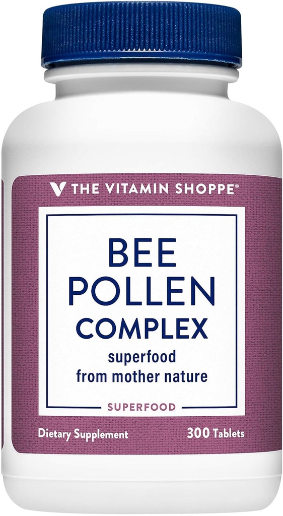 Vitamin Shoppe Bee Pollen Complex 1.000MG, Superfood med Bee Propolis og Royal Jelly, Seasonal Immune System Support (300 tabletter)