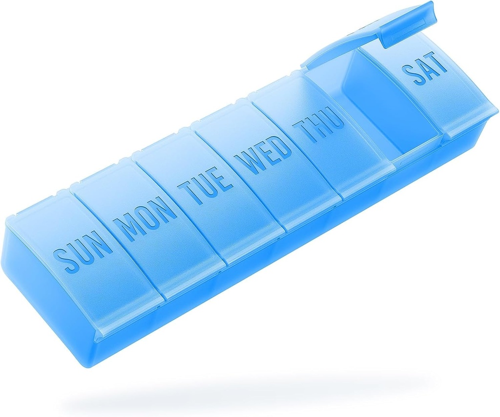 Barhon Pill Organizer Stor, ukentlig medisin piller arrangører, 7 dager piller boks veske reise for store vitamin supplement fisk olje, blå