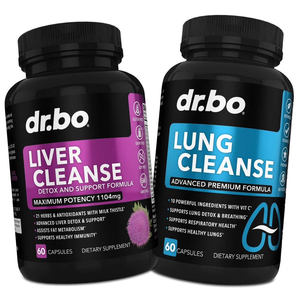DR. BO Liver Cleanse & Lung støtte piller - Herbal Cleanser Formler for å støtte Liver & Lung Health