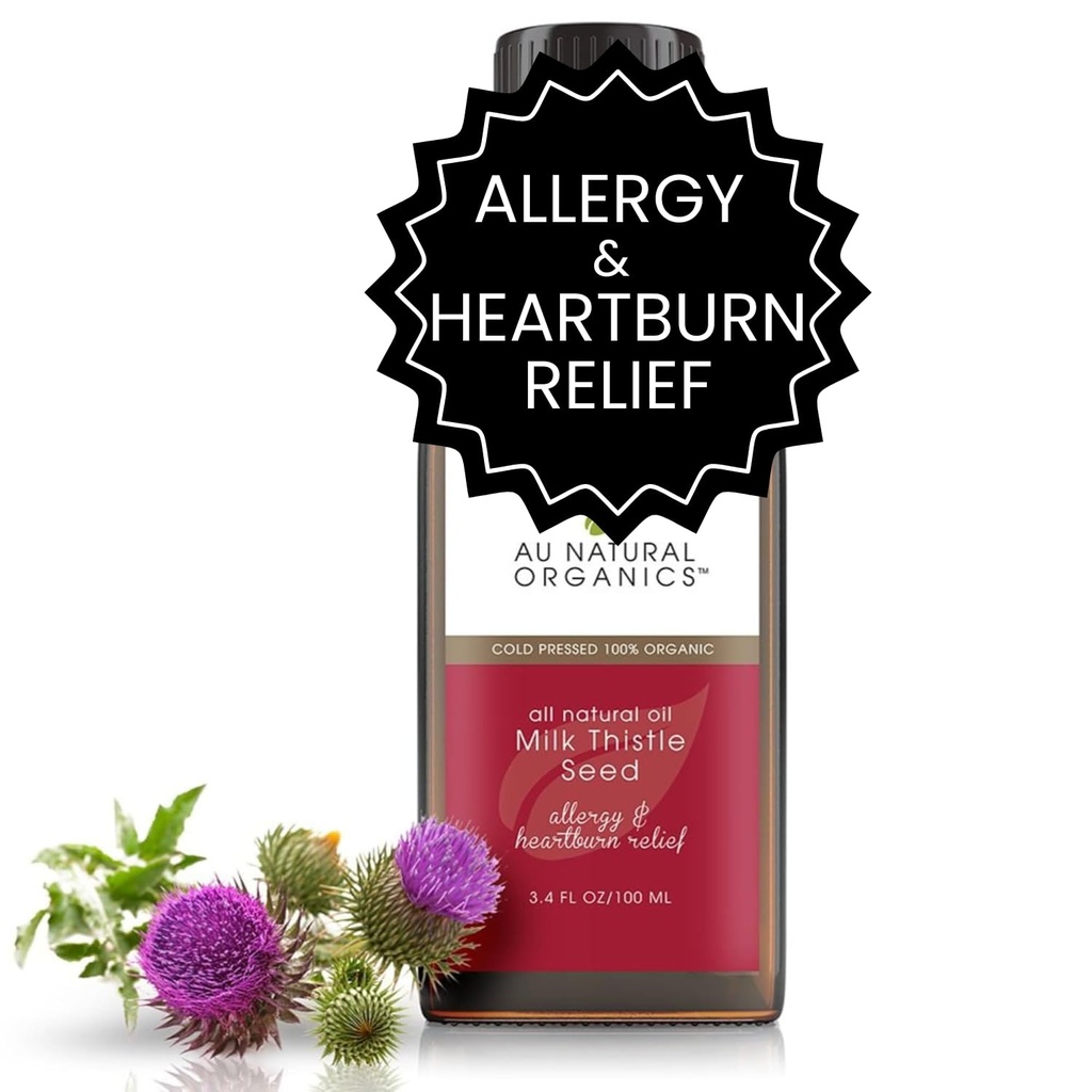 Au Natural Organics Melk Thistle Seed Oil Cold Pressed Organic 中 Melk Thistle Supplement for Liver Support, Boost Immune Helse, Digestive Helse, Bein Helse, Hud og Helse 3.4 fl oz